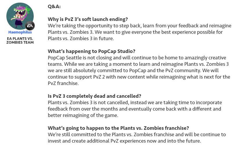Plants vs Zombies 3 pulled off 